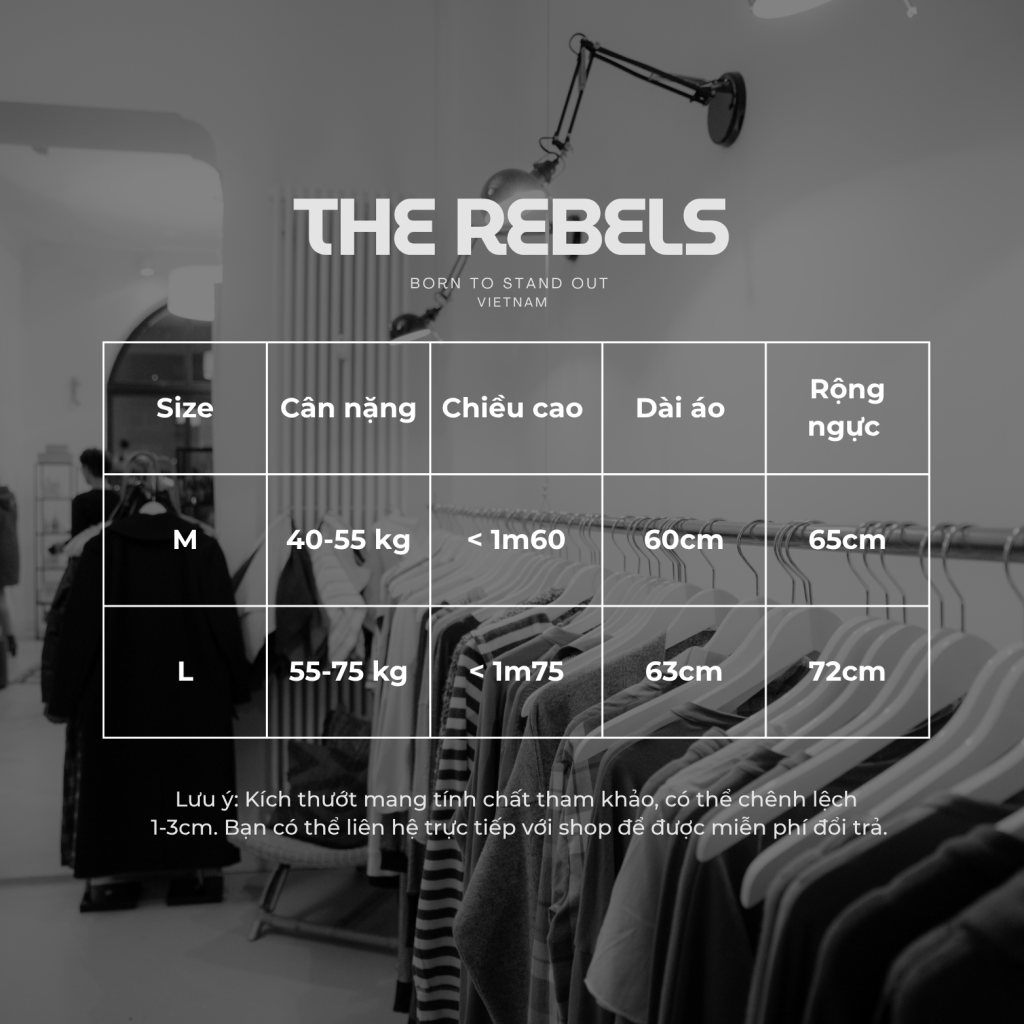 bảng size áo hoodie